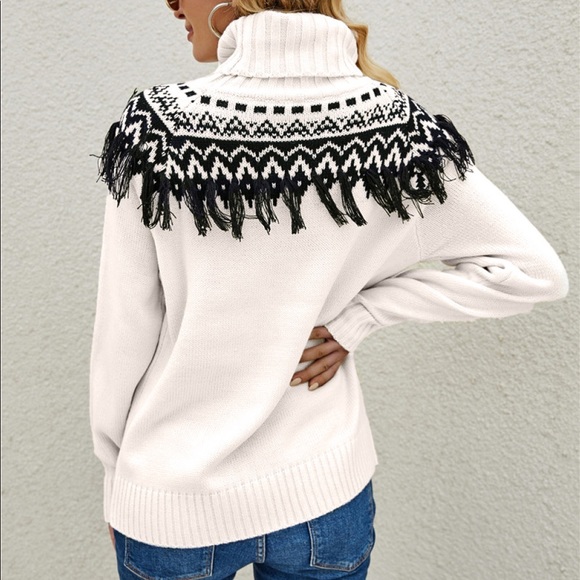 FAIR ISLE TURTLENECK FRINGE SWEATER - Picture 2 of 3
